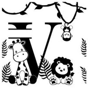 Alphabet monogrammes Jungle Lettre V - Fichier de découpe SVG