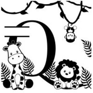 Alphabet monogrammes Jungle Lettre Q - Fichier de découpe SVG