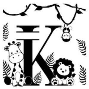Alphabet monogrammes Jungle Lettre K - Fichier de découpe SVG