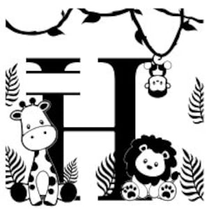 Alphabet monogrammes Jungle Lettre H - Fichier de découpe SVG
