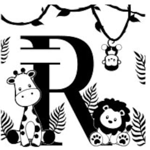 Alphabet monogrammes Jungle Lettre R - Fichier de découpe SVG