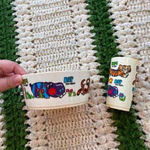 Vintage 1970s zoo animal bowl & cup
