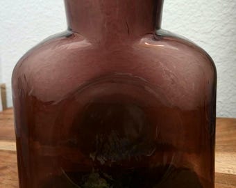 Blenko Amethyst Purple Glass Water Bottle Carafe Pitcher Double Spout