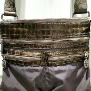 Brighton Pewter Grey Nylon Crossbody Shoulder Handbag Bild 1