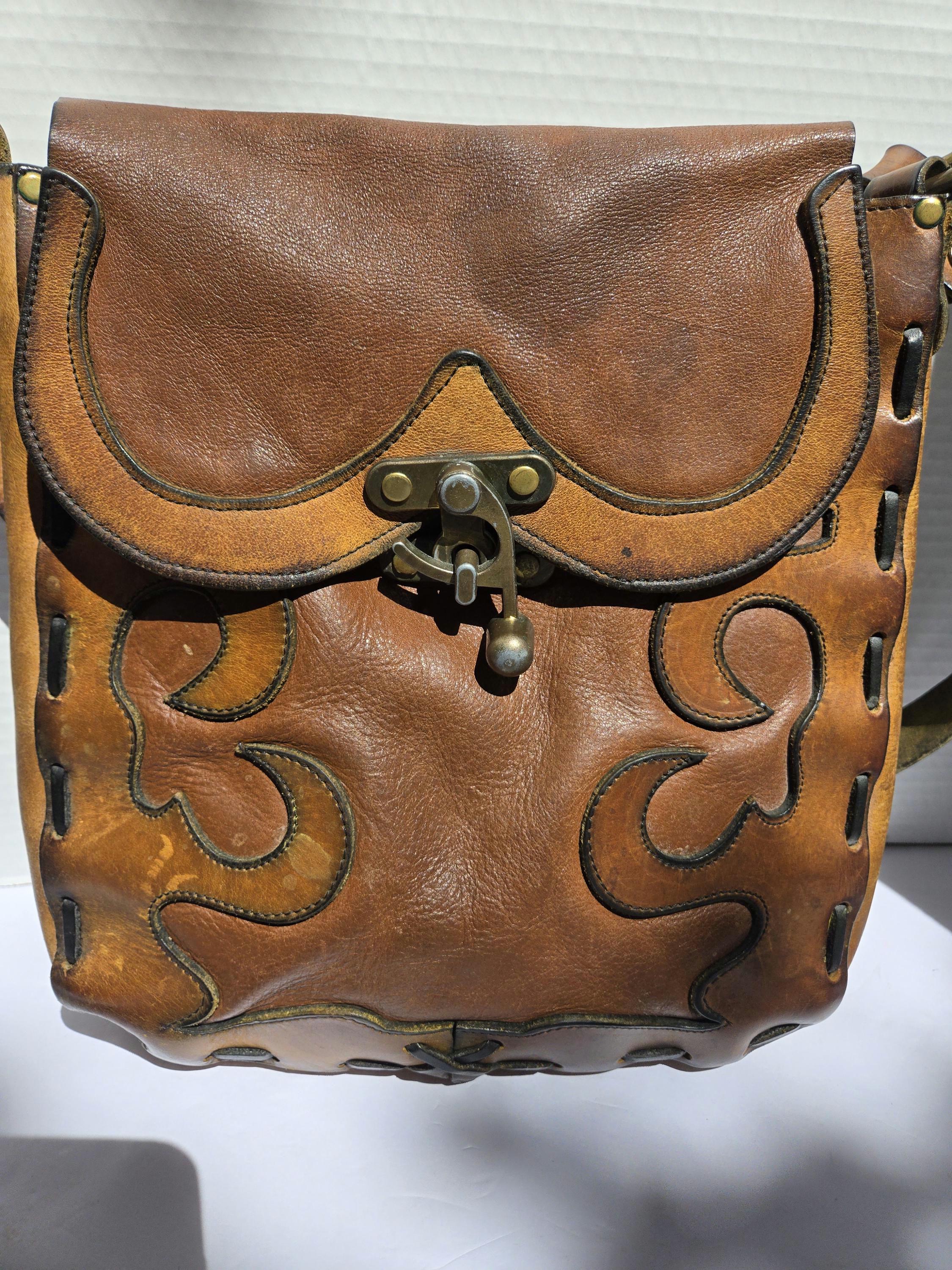 60's 70's Leather Saddle Bag Purse - Etsy