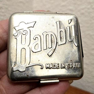 Vintage Bambu Alcoy Metal Case for Holding Cigarette Rolling Paper. Made in Spain.