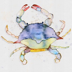 Blue Crab Art Print Digital Download, Beach Decor