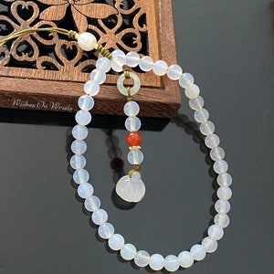 Phone Strap, Phone Chain, Healing Crystal Phone Lanyard, White | Red Agate | Pearl | Jade Phone Strap Wristlet, Gemstone Bracelet, Gift