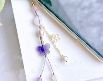 Phone Charm | Gemstone Phone Chain | Bookmark | White Jade Peace Buckle Phone Stra | Cellphone Accessory | Cell Phone Strap | Phone Grip