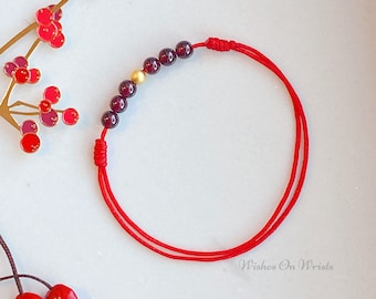 Red String Bracelet/Anklet, Garnet Bracelet, January Birthstone, Energy Healing Bracelet, Red Lucky Bracelet for Protection, New Year Gift