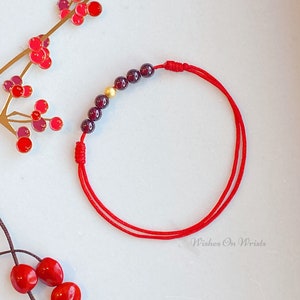 Red String Bracelet/Anklet, Garnet Bracelet, January Birthstone, Energy Healing Bracelet, Red Lucky Bracelet for Protection, New Year Gift