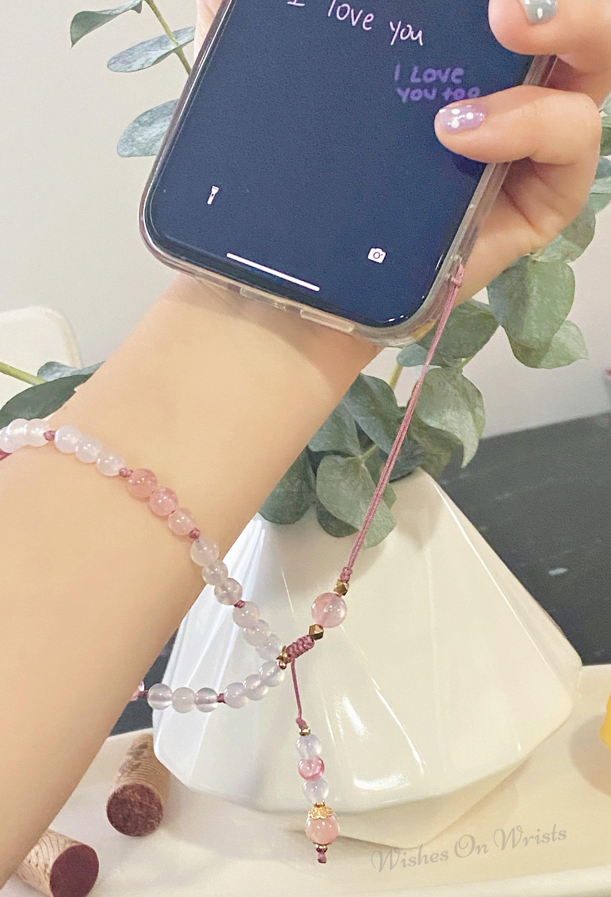 YEJAHY Bracelet De Téléphone Portable Avec Pierres De Cristal Naturelles, Dragonne, Cordon Court Pour Téléphone Portable