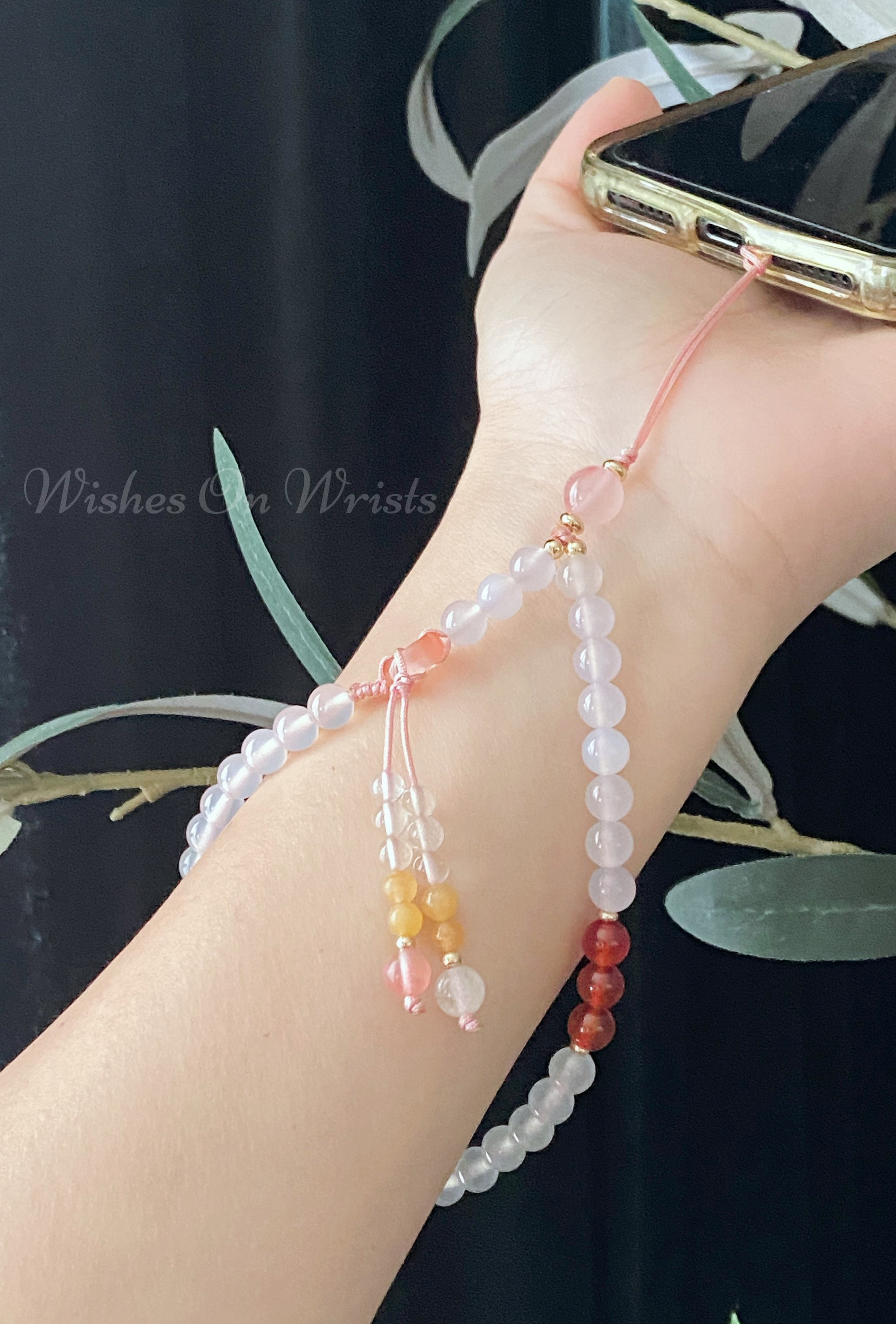 Bracelet Dragonne Pour Téléphone Avec Pierres En Cristal Naturel - Chaîne De Sécurité Et Décorative - YEJAHY