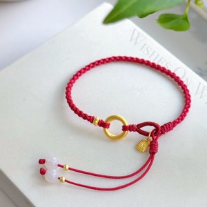 Red Lucky Bracelet Red Bracelet W. Gold Peace Buckle & Good - Etsy