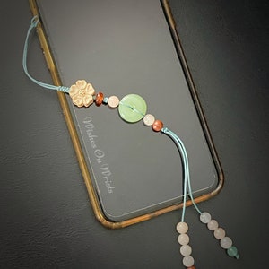 Phone/ Bag Charm, Bookmark Peace Buckle Pendant Charm, Hanfu Accessory, Lucky Jade Phone Charm, Chinese Knot Jade Pendant Accessory