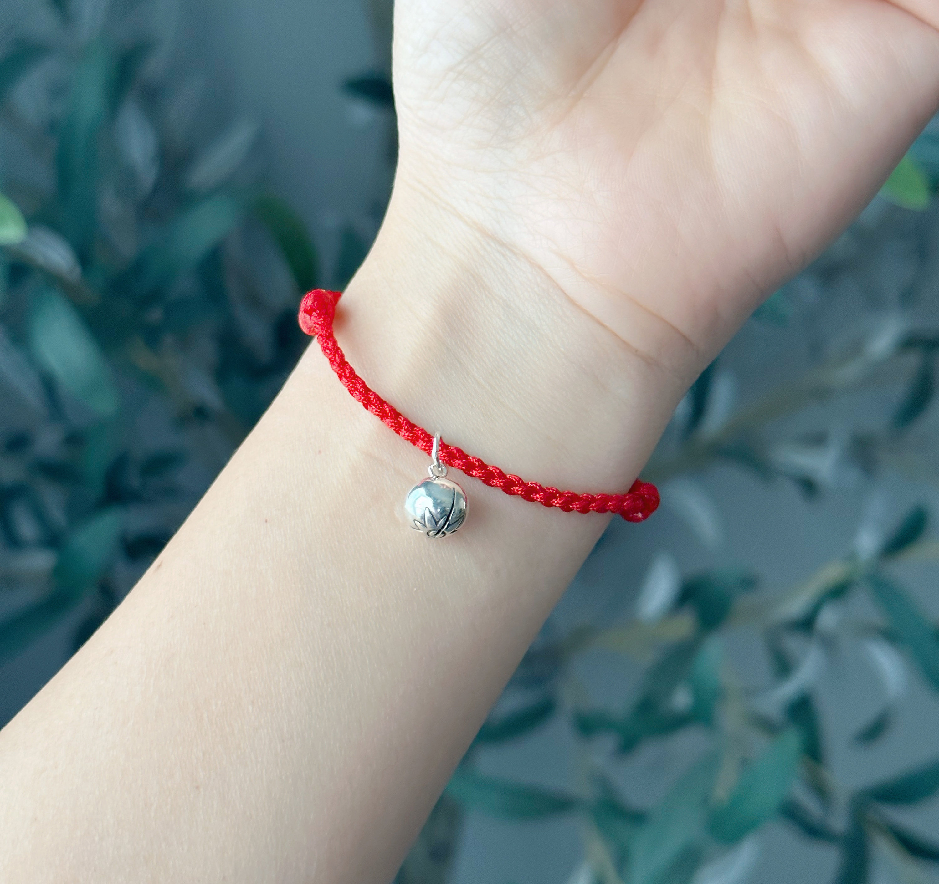 Red String Bracelet, S925 Silver Jingle Bell Bracelet, Red