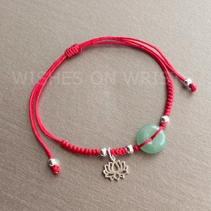 Red String Bracelet | Anklet, Red String Bracelet w. Jade Peace Buckle and Silver Charm, Bracelet for Protection, Lucky Wish Bracelet