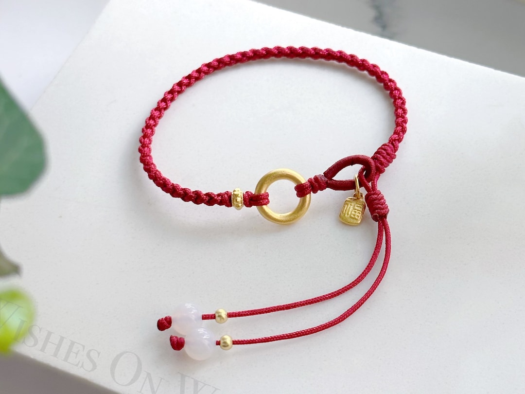 Red Lucky Bracelet Red Bracelet W. Gold Peace Buckle & Good - Etsy