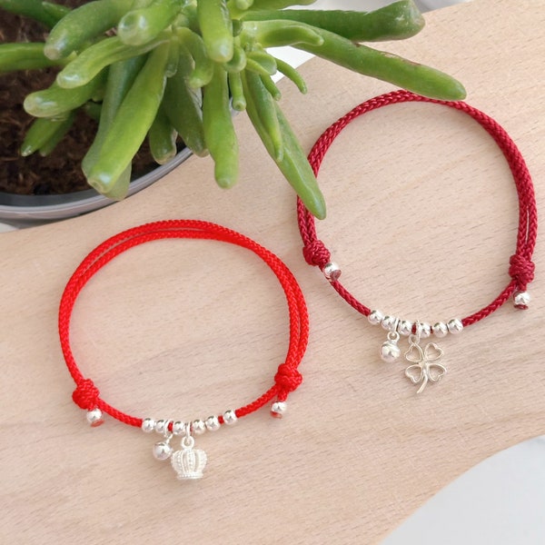 Red String Bracelet|Anklet, Red Lucky Wish Bracelet w. S925 Sterling Silver Charm, Jingle Bell Bracelet, New Year Bracelet for Protection