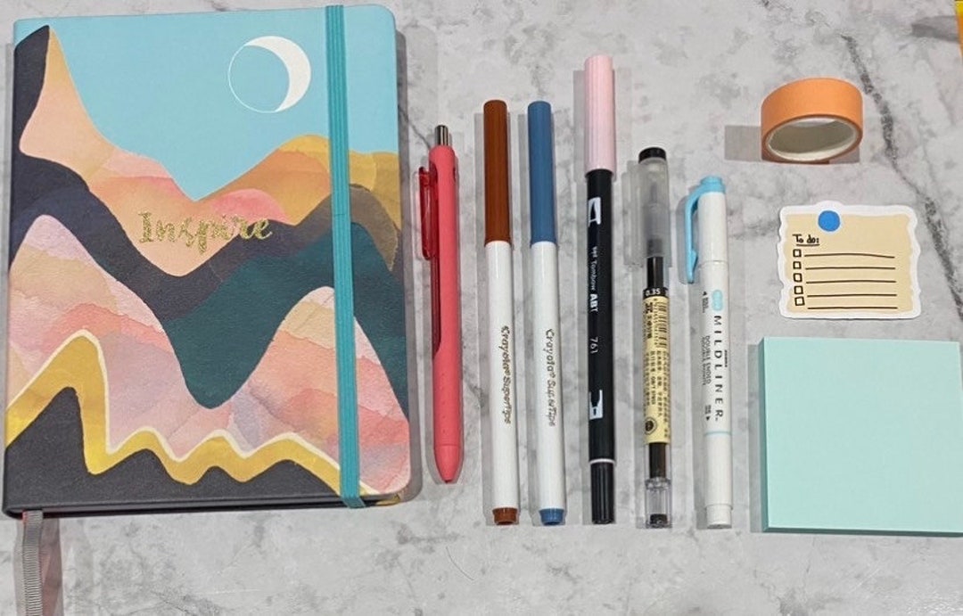 Mini Bullet Journal Kit Mountainscape Cool Colors Etsy