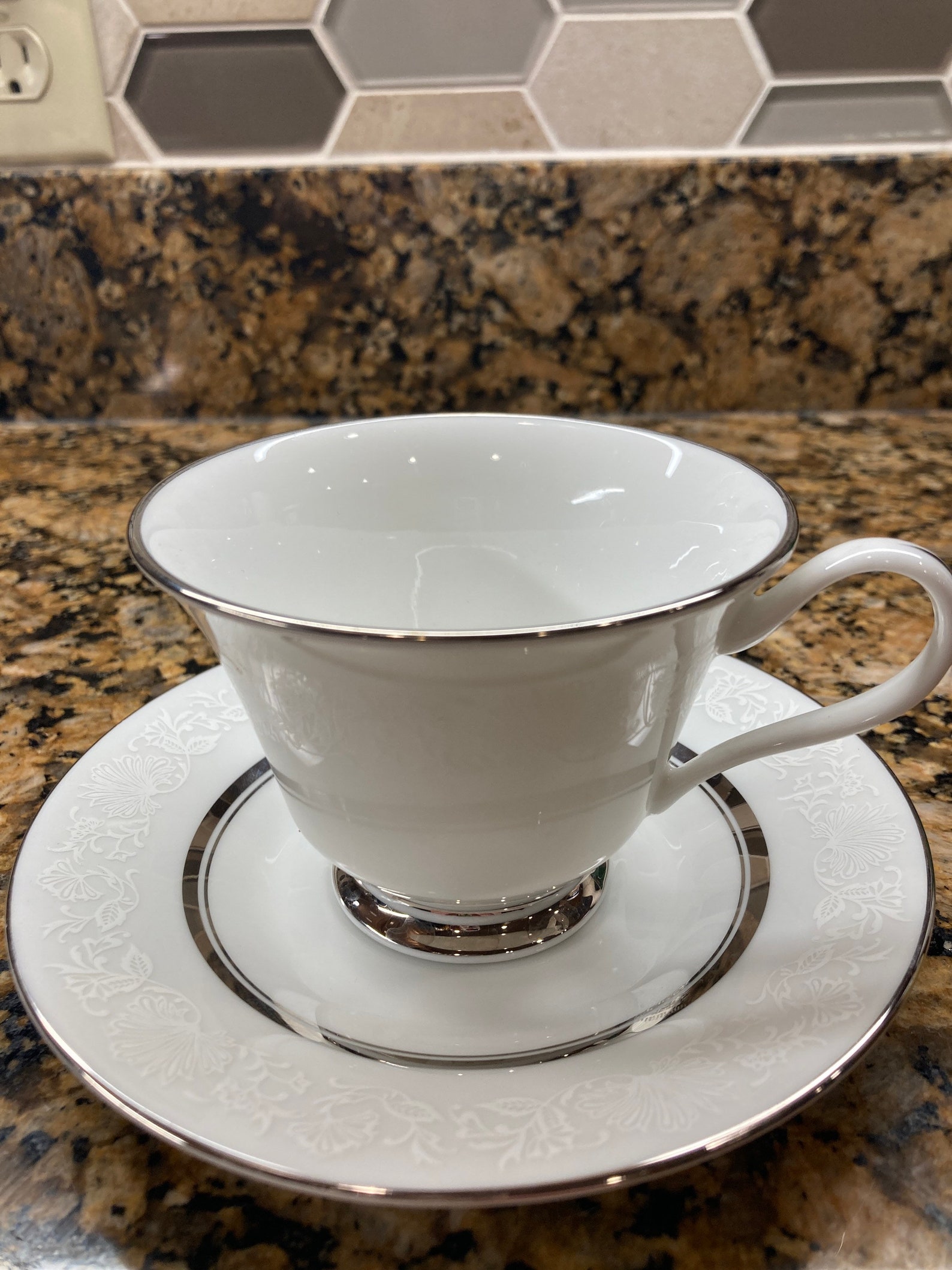 Oxford bone China White Echo pattern. Etsy