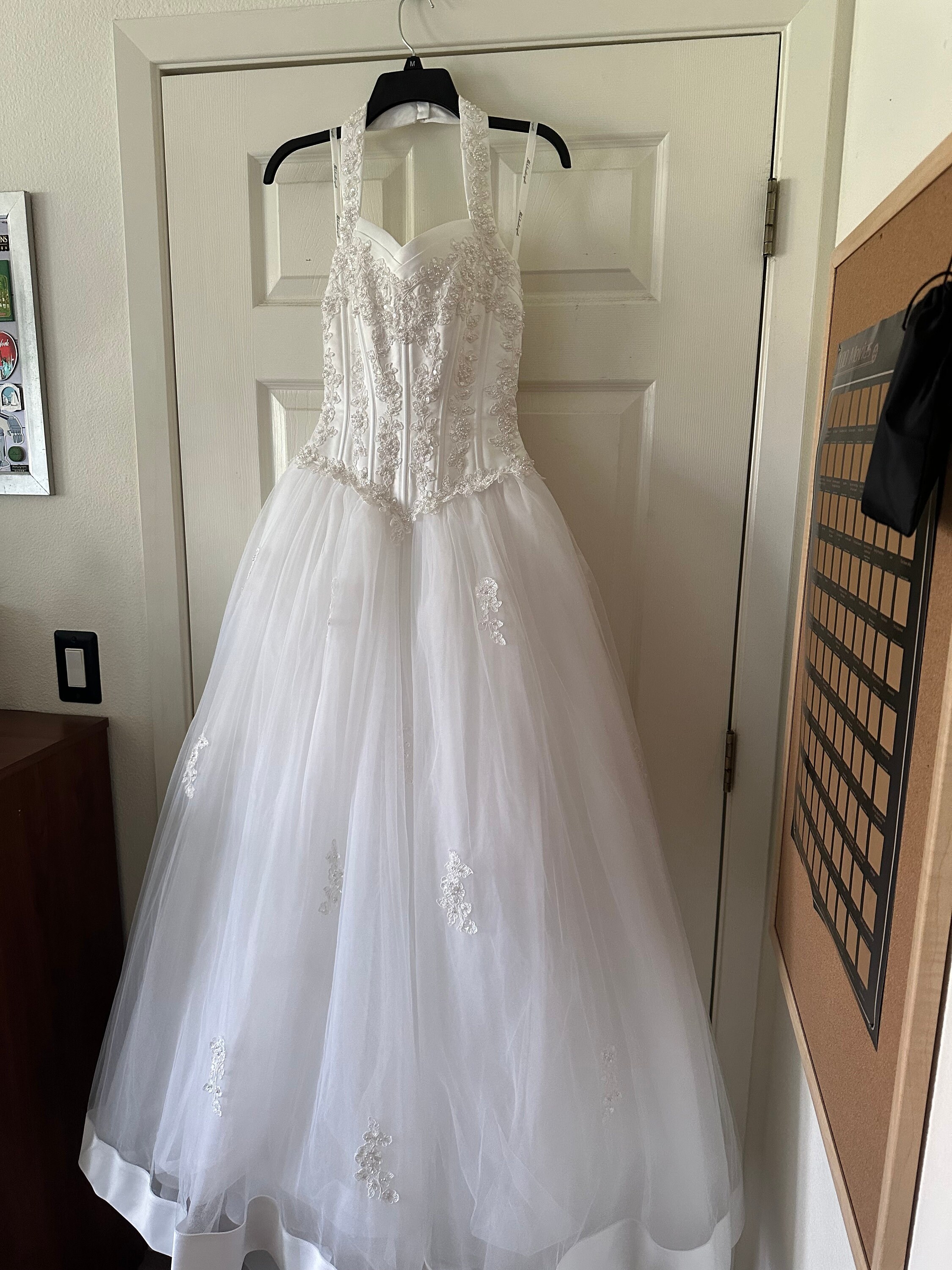 Davids Bridal Satin Halter Gown With Corset Bodice Whimsical Fairytale ...