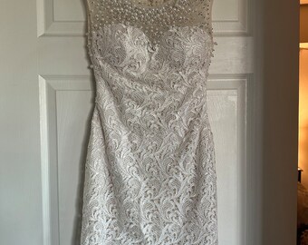 Camille La Vie Secondhand Bridal Dress - Lace Pearl Cocktail Dress Size 2