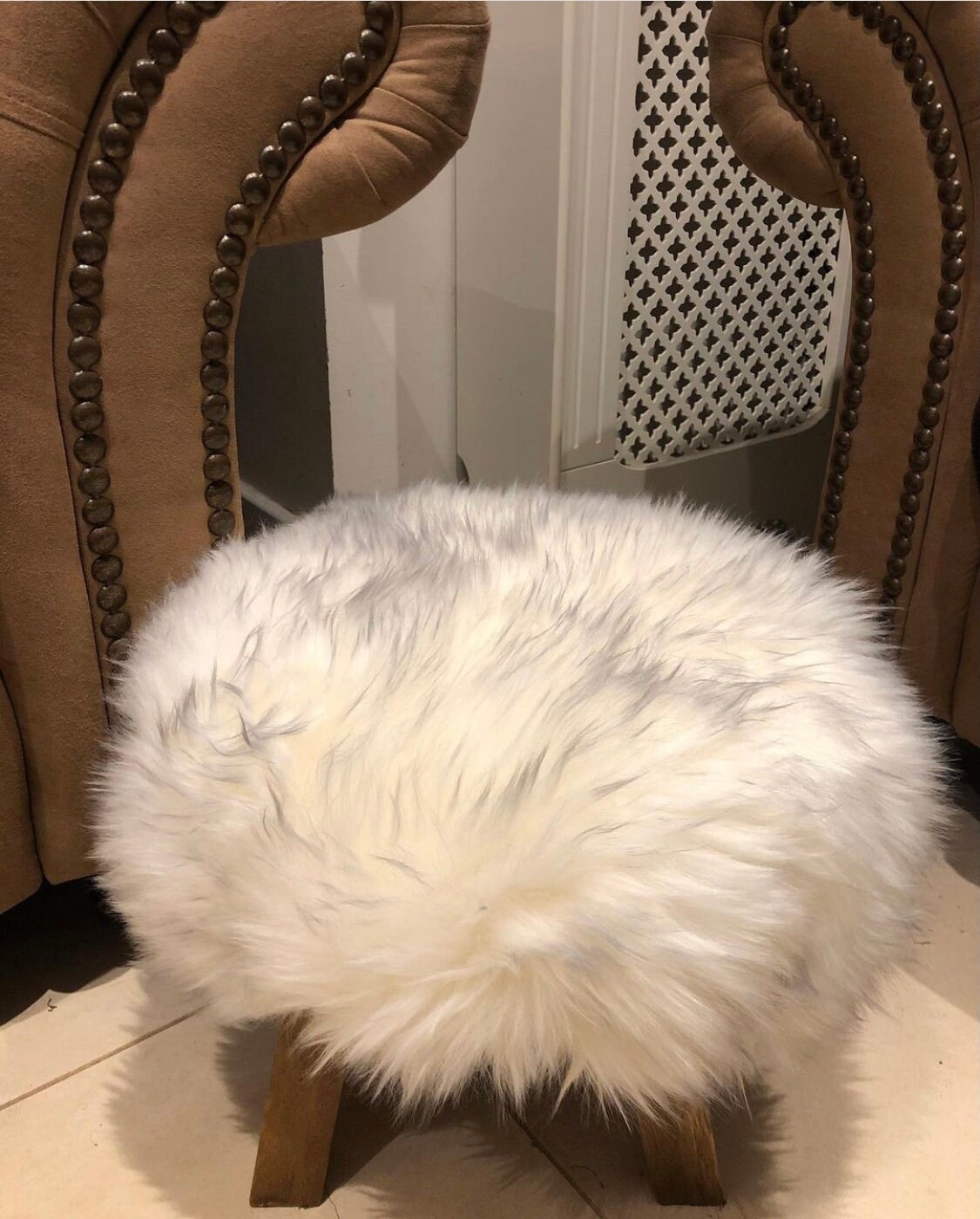 New Luxurious Handmade Fluffy Real Sheepskin Footstool/milking Etsy UK