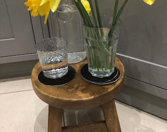 Plain wooden Stool Rustic solid wooden milking Stool. Children/child kids footstool side table bathroom stool round design plant pot stand