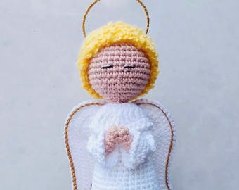 Handmade Crochet Angel Doll, Personalized Figurine, Nursery Decor