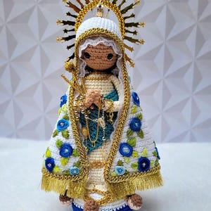Handmade Virgin Mary Crochet Doll | Amigurumi Catholic Religious Decor | Personalized Rosary Gift | Baptism, First Communion, Marian Art Toy