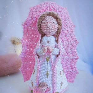 Handmade Crochet Virgin Mary Doll, Catholic Amigurumi Personalized Gift Baptism, First Communion,Rosary Keepsake,Religious Baby Shower Decor