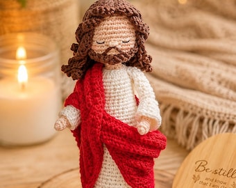 Jesus Crochet Doll, Handmade Christian Amigurumi, Personalized Religious Gift, Catholic Prayer Doll, Faith Home Decor,Baptism,Christmas Gift