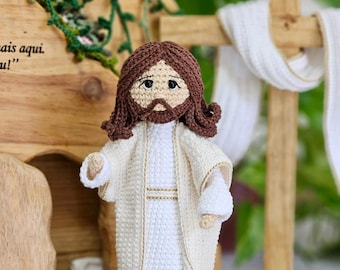 Handmade Crochet Jesus Doll: Amigurumi Christian Decor, Catholic Gift