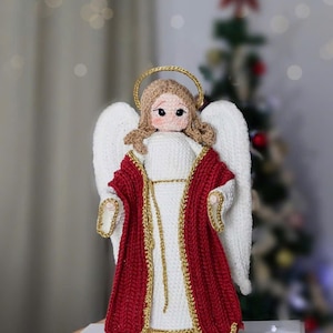 Crochet Christmas Angel Doll: Handmade Amigurumi Plush, Religious Decor