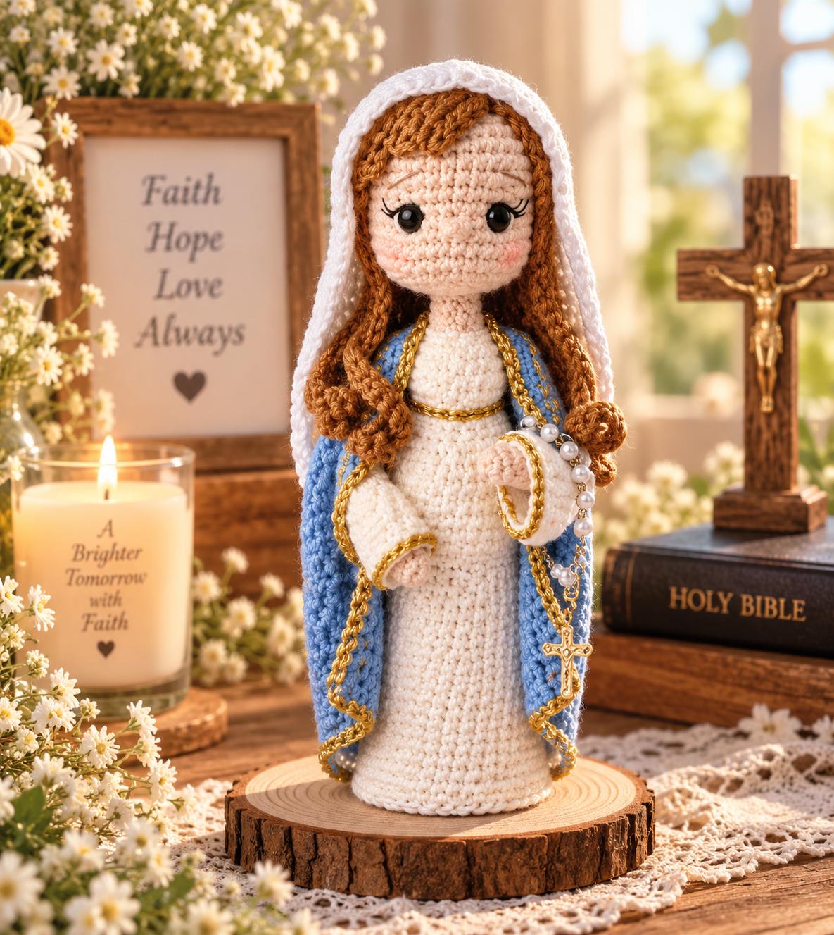 Personalized Crochet Virgin Mary Doll, Handmade Catholic Amigurumi Personalized Crochet Virgin Mary Doll, Handmade Catholic Amigurumi