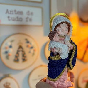 Handmade Virgin Mary and Baby Jesus Crochet Doll: Catholic Plush Gift