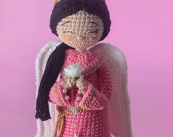 Handmade Crochet Angel Doll: Personalized Prayer Guardian Amigurumi