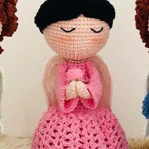 Handmade Crochet Pink Angel Doll for Girls,Personalized Baptism Gift,Catholic Amigurumi Guardian Angel,Baby Shower,Christian Religious Decor