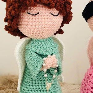 Personalize Crochet Angel Doll for Baptism,Handmade Amigurumi Guardian Angel in Prayer,Catholic Christian Baby Gift,Memorial Religious Decor