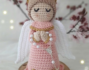 Handmade Crochet Angel Doll – Personalized Amigurumi Baptism Gift