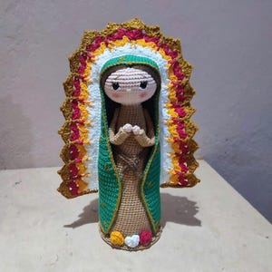 Handmade Our Lady Guadalupe Crochet Doll: Religious Amigurumi Figurine