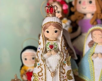 Handmade Crochet Virgin Mary Doll,Catholic Amigurumi Statue,Our Lady  Fatima,Personal Religious Gift,Unique Hand Rosary Doll,Christian Home