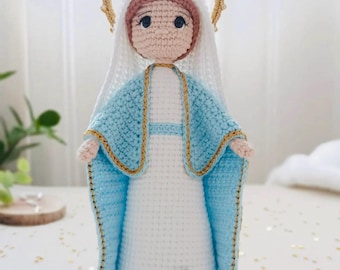 Crochet Virgin Mary Amigurumi Doll: Handmade Catholic Marian Plush