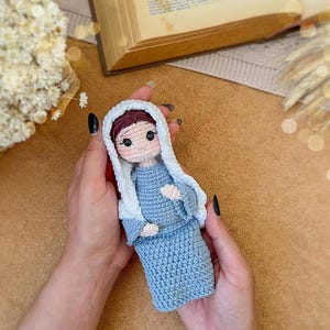 Mini Virgin Mary Crochet Doll,Handmade Amigurumi Catholic Plush Toy for Baby Girl Baptism Gift,First Communion Favor,Personal Prayer Keepsak