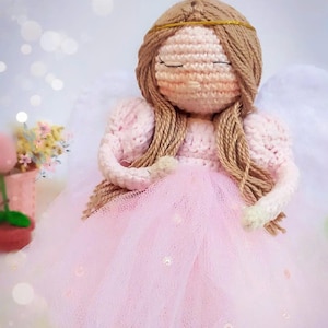 Handmade Crochet Angel Doll for Baby Girl,Personalized Amigurumi Stuffed Toy Baptism Gift,Baby Shower Keepsake,Nursery Decor,Spiritual Plush