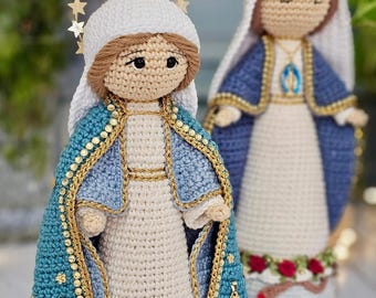 Handmade Crochet Virgin Mary Doll: Amigurumi Catholic Gift