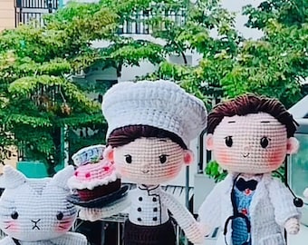 Muñeca de doctora de crochet hecha a mano: regalo amigurumi personalizado para graduación