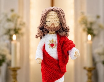 Crochet Jesus Doll, Sacred Heart Jesus Gift, Personalized Christian Amigurumi, Catholic Religious Gift, Handmade Faith Decor, Baptism Gifts!
