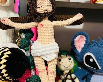 Crochet Jesus on Cross Amigurumi: Handmade Religious Doll